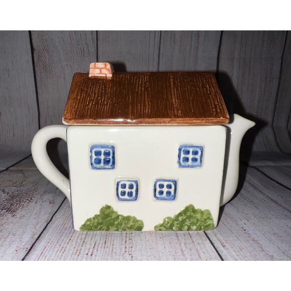 Haldon Group Blue Cream Ceramic Kitchen English Cottage Village Town Tea Set 3x - Picture 15 of 16